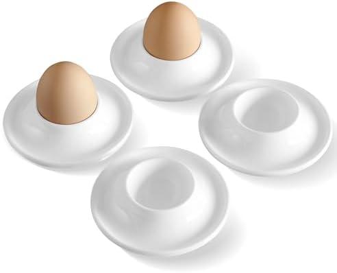 Cinf Ceramic Egg Holder Gift Set of 4 Porcelain Holder Breakfast Boiled Cooking Easy to Clean Childhood Memories Kitchen