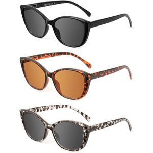 JOLISU 3 Pack Reading Sunglasses for Women, Sun Readers Glasses Spring Hinge Outdoor Sunglasses With UV400 Protection, +3.25
