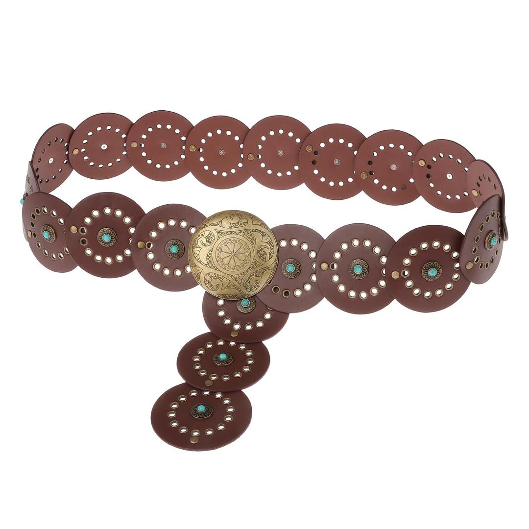 Dazzleimart Wide Disc Belt (Red Brown, 145-150cm/57.1-59.1'')