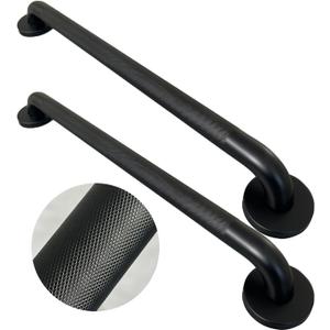 Handicap Grab Bars, 2 Pack 24 Inch Shower Grab Bar for Seniors, 304 Stainless Steel ADA Grab Bars for Bathtubs and Showers, Toilet, Safety Shower Handles for Elderly, Disabled (Matte Black Knurled)