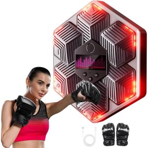 VAGAU Music Boxing Machine for Adults and Kids,Wall-Mounted with Boxing Gloves,14 Modes & 16 Speeds Wall Mounted Bluetooth Upgraded Home Gym Fitness Equipment & Punching Bag Workout Gear(Type C)