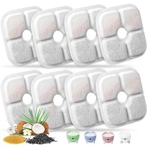 Cat Water Fountain Replacement Filters Fit for 2.5L Fountain with Whiskers Pattern Triple Action Water Pet Cat Drinking Fountain Filter Pack of 8