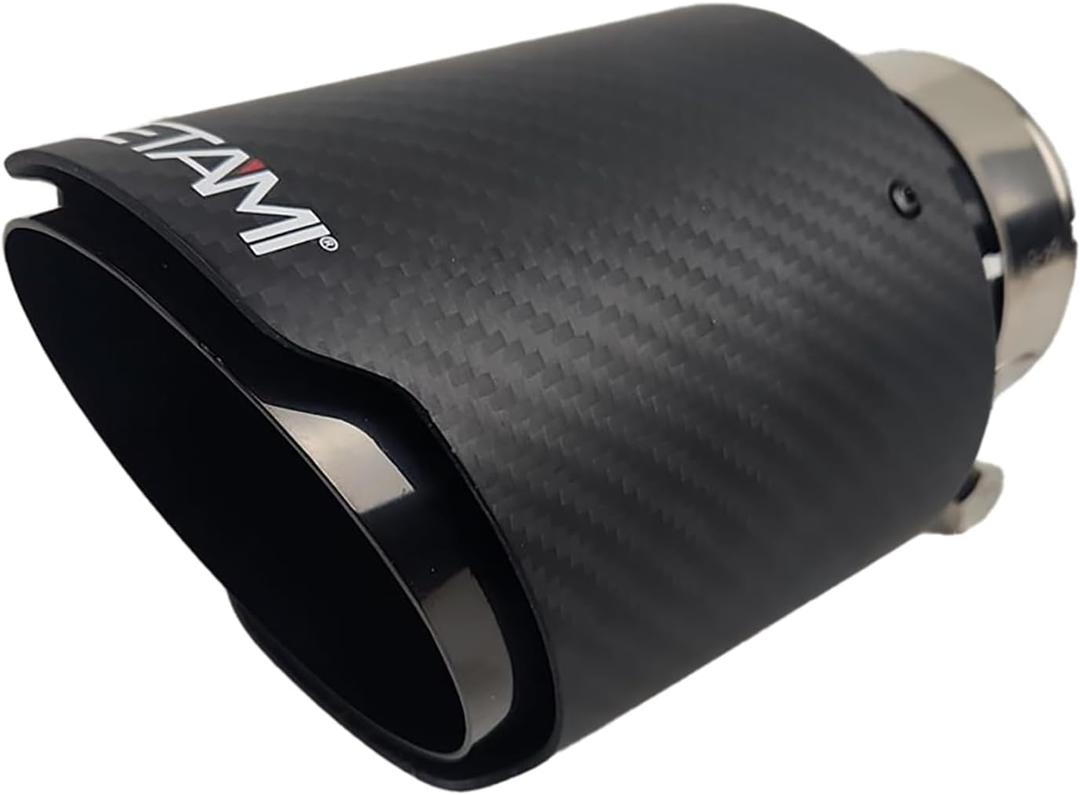 NETAMI 2.5" inlet to 4" outlet Carbon Fiber Exhaust Tip Matte Black Stainless Steel Black Chrome