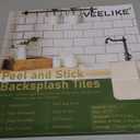 VEELIKE Cream Beige Peel and Stick Backsplash for Kitchen Square Peel and Stick Tile Backsplash 6 Sheets Self Adhesive Back Splash Tiles for Bathroom Waterproof Ceramic Wall Tile Stickers 12''x12''