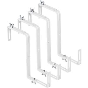 Adjustable Planter Box Brackets,Enhanced Bottom Support,Universal Outdoor Hanging Brackets,Flower Box Brackets for Fence Railings, Windowsill, Patio, Garden,Balcony. (White)