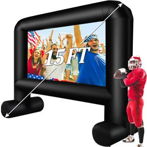 Inflatable Projector Screen Outdoor, 15FT Blow up Movie Screen Support Front & Rear Projection for Backyard Outdoor Movie Night Barbecue Pool Party with Blower and Carry Bag