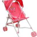 My First Baby Doll Stroller for Toddlers 1-3 Year Old Girls, Little Kids | Toy Stroller with Bottom Storage Basket, Foldable Frame, Canopy, Seatbelt - Unicorn (Pink)