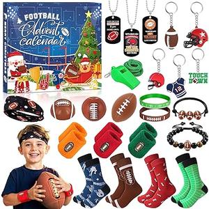 Football Advent Calendar 2025 for Boys, 24 Day Christmas Countdown Calendar Football Favors Supplies, Sport Rugby Themed Xmas Gifts for Kids Boys Teens Football Player 2 Pack