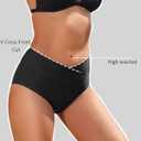 Women Plus Size V Cut Full Coverage Bikini Bottom - High Waist Swim Bathing Suit Bottoms Cross V Front Swimsuit Black 20W