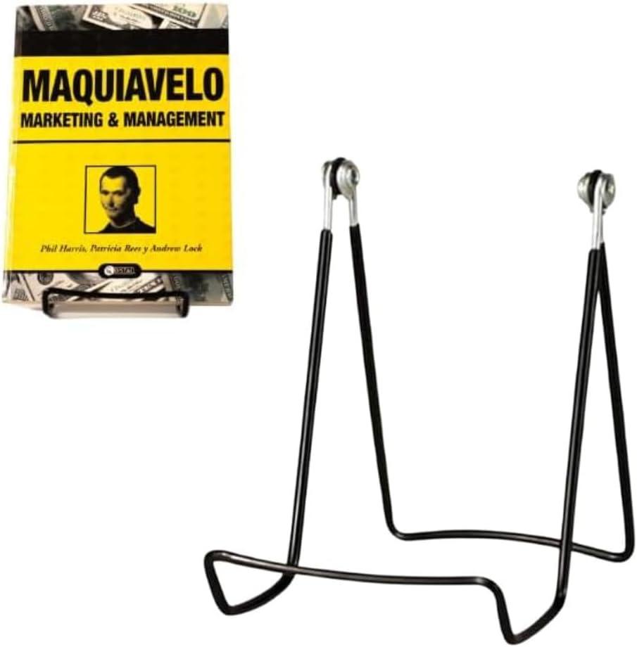 KINGDOM SOLUTIONS MADE IN USA 4-Pack Sturdy & Durable Adjustable Metal Easels to Display Books, Frames, Comics, Plates & More - Unique on the Market (Black)