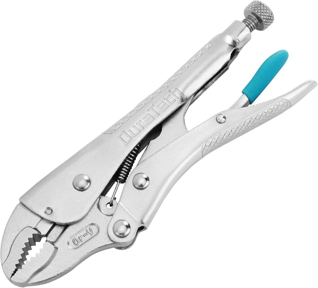DURATECH 7-Inch Locking Pliers, Premium Cr-V Construction, Curved Jaw Locking Pliers with Wire Cutter, Fit for Clamping Twisting Welding