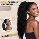 30 Inch Black Ponytail Extension, Layered Ponytail Extensions for Women, Soft Wavy Claw Clip in Ponytail Extension, Natural Synthetic Hair Pieces for Women (Color: Black)