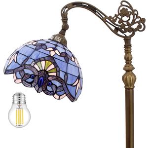 WERFACTORY Floor Lamp Tiffany Style Blue Purple Stained Glass Arched Lamp 12X18X64 Inches Gooseneck Adjustable Corner Standing Reading Light Decor Bedroom Living Room S003C Series WERFACTORY Floor Lamp Tiffany Style Blue Purple Stained Glass Arched Lamp 12X18X64 Inches Gooseneck Adjustable Corner Standing Reading Light Decor Bedroom Living Room S003C Series