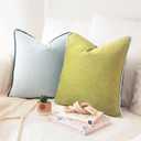 MONDAY MOOSE Decorative Throw Pillow Covers Cushion Cases, Set of 2 Soft Velvet Modern Double-Sided Designs, Mix and Match for Home Decor, Pillow Inserts Not Included (20x20 inch, Green/Blue)