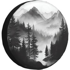 Spare Tire Cover Mountain Lake Tree Landscape Wheel Covers Weatherproof Universal Wheel Protectors for Rv SUV Camper Travel Trailer 17 Inch