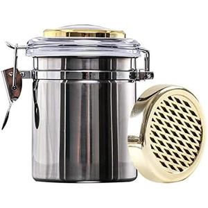 Stainless Steel Humidor Jar with Humidifier, 7 inch Height, Storage Container for Cigars, Coffee, Tea, 1200ML