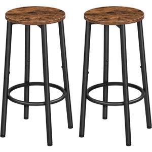 Bar Stools, Set of 2 Bar Stools Round Height Stools with Footrest Brown
