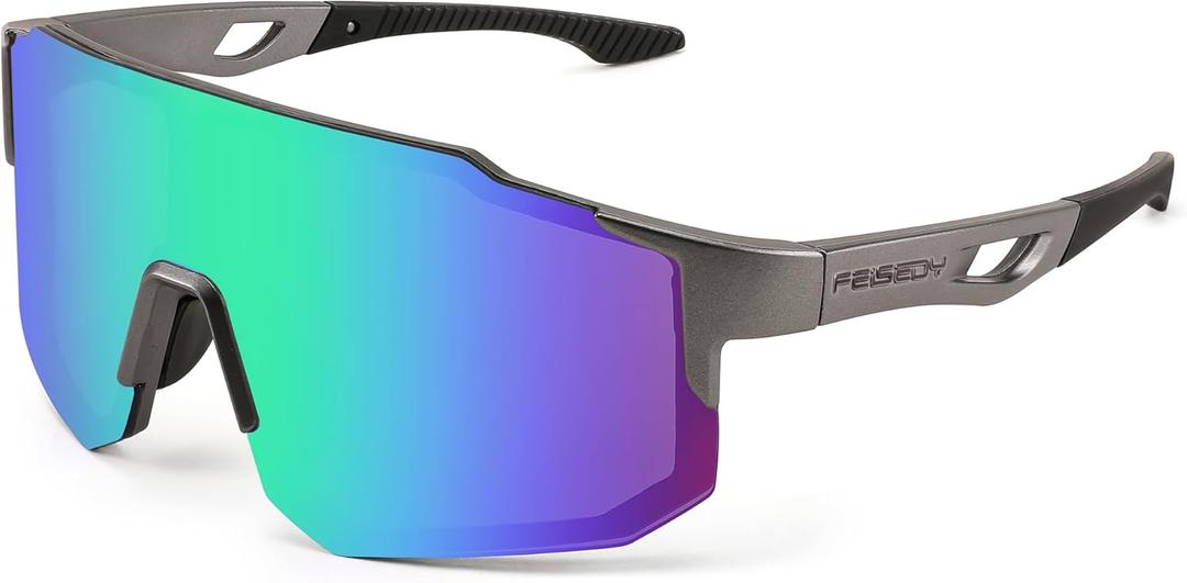 FEISEDY Sports Sunglasses for Men, Women and Teens - Baseball, Biking, Cycling UV400 Protection B2388 (75mm, 006-gun Grey)