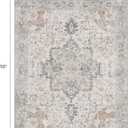 BESBLEE 8x10 Area Rugs for Living Room, Machine Washable Non Slip Vintage Rugs, Low Pile Lightweight Print Rug for Bedroom, Dining Room, Home Office, Light Taupe Brown