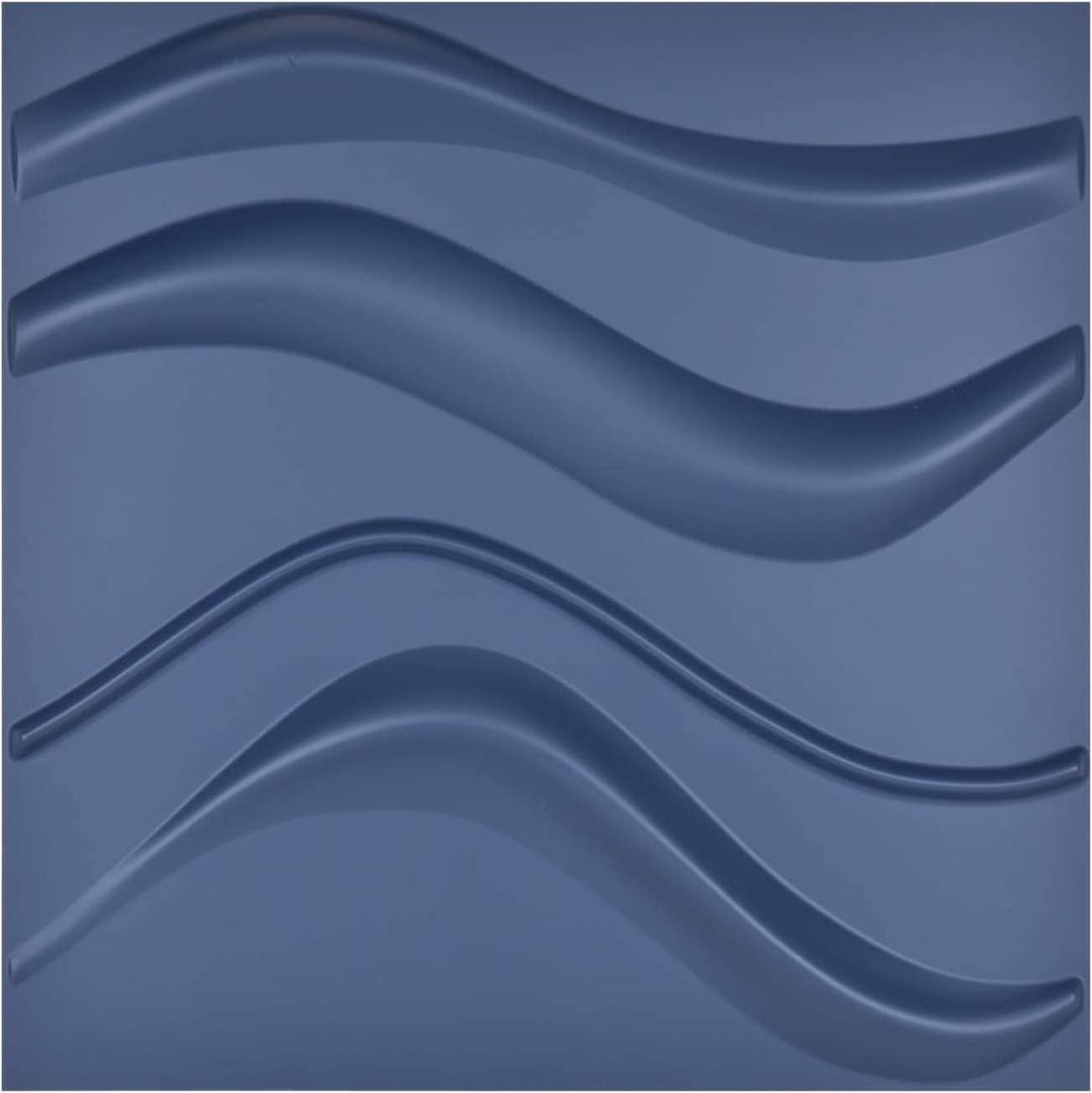 Art3d 19.7" x 19.7" (Pack Of 12) Wall Panel Wave, Blue