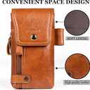 Leather Phone Holster - Genuine Full-Grain Buffalo Leather Cell Phone Holsters - for iPhone 16, 15, 14, 13pro, Galaxy S24, S23, S22-7”H X 3.5" W (Coffee)