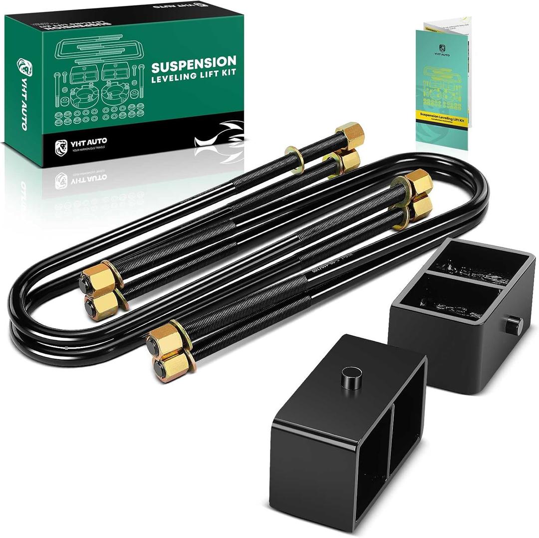 YHTAUTO 3 Inch Rear Leveling Kit Compatible with 1999-2020 Ford F-250 Super Duty F-350 Super Duty, 2000-2005 Excursion, Steel U-Bolts with Lift Blocks Leveling Lift Kit