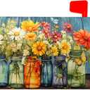 Farm Fresh Colorful Flowers Spring Mailbox Covers Magnetic Standard Size 18" X 21",Blue Rustic Mailbox Wraps Post Letter Box Cover for Holiday Garden Yard Decor