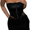 Sexy Two Piece Outfits for Women Off the Shoulder Leather Tube Top High Waist Ruched Mini Skirt Set Vacation Outfits, S