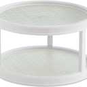 Copco Non-Skid 2 Tier Pantry Cabinet Lazy Susan Turntable, 12-Inch, White and Light Green