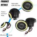 2PCS Car Angel Eye Fog Light, 2.5" Round COB LED Super Bright Vehicle Fish Eye DRL Fog Lamp Bulb, Anti-Vibration Daytime Running Light with Halo Rings, Universal Fit (White/Red)