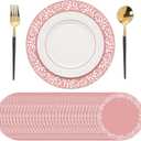 Yungyan 32 Pcs Cielito Lindo Party Decoration 13 Inches Platos De Barro Mexicanos Paper Place Mats Mexican Table Mats Cinco De Mayo Round Paper Placemat for Mexican Wedding (Pink,Stylish Style)