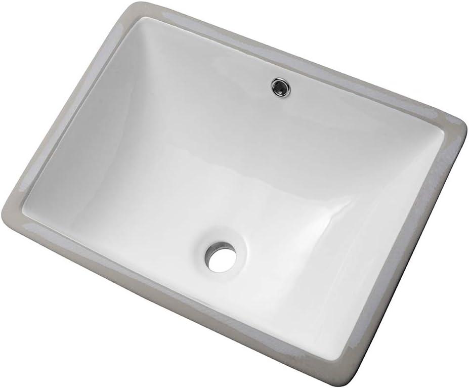Sarlai Undermount Bathroom Sink Rectangular - 20 x 15 Inch Bathroom Sink Rectrangle Undermount Pure White Porcelain Ceramic Lavatory Vanity Vessel Sink