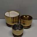 Ton Sin Gold Plant Pots,4.1+5.1+6.5 Inch Ceramic Succulent Planters Set of 3 Mini Indoor Flower Pot with Drainage,Handmade Decorative Ceramic Orchid and Herb Pots(Gold)