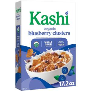 Kashi Breakfast Cereal, Organic, Whole Grain, Blueberry Clusters, 17.2oz Box (1 Box) (EXP 03/11/27)