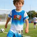 Hjshfue Kids Soccer Jersey Athletic Sports Shirt with Short Set Breathable Lightweight Training Uniform 4-12Y Bluered