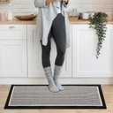 GRANNY SAYS Kitchen Mats for Floor, Kitchen Rugs Non Slip Washable, Runner Rugs for Kitchen Floor, 47 x 17.7, Stain Resistant Comfort Standing Mat Made of 100% Polypropylene, Black-Stripe (1'6" x 3'11")