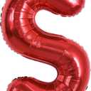 TONIFUL 40 Inch Large Bright Red Letter Balloons A-Z, Giant Jumbo Helium Foil Mylar Big Letter S Balloons for Birthday Party Anniversary Wedding Decorations