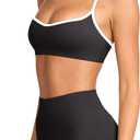 Halter Sports Bras for Women Padded Adjustable Thin Straps Color Block Workout Yoga Gym Athletic Bras Y2k Casual Tops Activewear Camisole(Black White,Small)