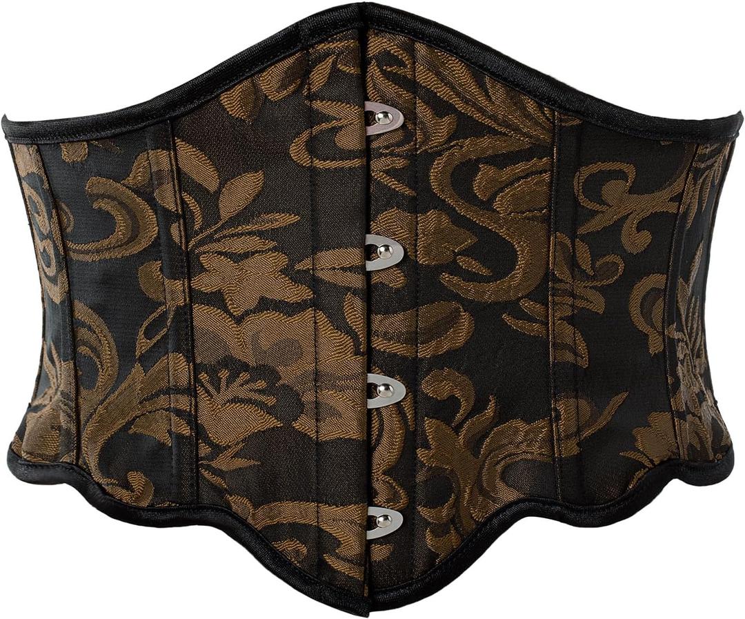 Scarlet Darkness Corset Belt for Women Vintage Renaissance Floral Underbust Corset (12, Black Yellow Floral)