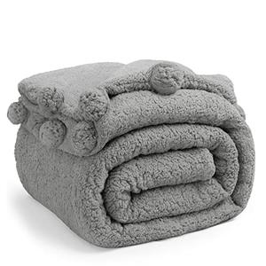 LBRO2M Double Sided Sherpa Blanket,King Size Super Soft Fuzzy Plush Warm Cozy Fluffy Throw Reversible Luxurious Blankets (Grey)