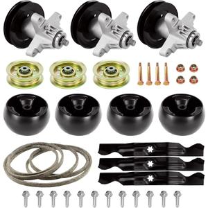 50 Inch Lawn Mower Deck Rebuild Kit Compatible with Cub Cadet/MTD/Troy-Bilt RZT50 RZT50VT, 3 Spindle+3 Idler+4 Deck Wheel+3 Blade+1 Belt; 618-04125 618-04126 918-04125 918-04126