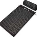 ProsourceFit Acupressure Mat and Pillow Set for Back/Neck Pain Relief and Muscle Relaxation (Large - Black/Black)