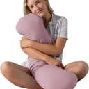 Weighted Body Pillow 6.5lbs - Weighted Pillow for Deeper Sleep (41 x 10) - Cooling Body Pillows for Adults, Full Body Pillow for Adults, Side Sleeper Body Pillows with Cover (Blossom)