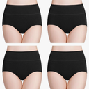 wirarpa Women's Cotton Underwear High Waisted Ladies Panties Full Coverage Briefs Black 4 Pack L