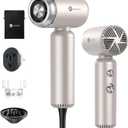 slopehill Dual Voltage Travel Mini Hair Dryer, Lightweight Ionic Blow Dryer, Professional Fast Drying, Compact Portabe Quiet Hairdryer with Magnetic Diffuser for Women, International European 100-240V (Stone)