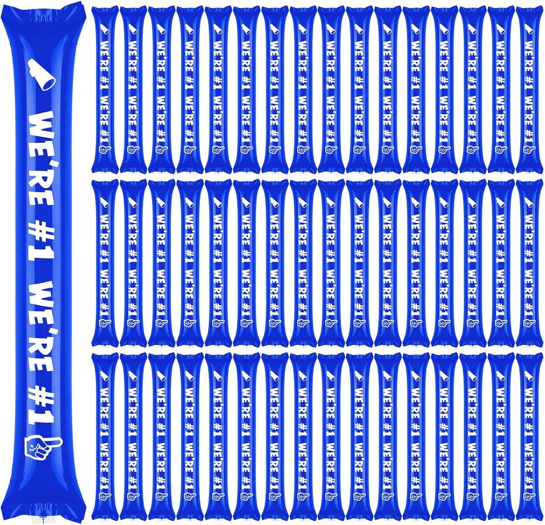 Blue 48 Pcs Boom Sticks Thunder Sticks We Are Number One School Team Spirit Boom Stick Cheering Stick Noise Makers for Football Party, Basketball Sports Events Celebrations Cheerleading