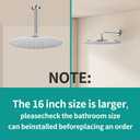 All Metal Rain Shower Head - Heavy Duty Stainless Steel, Easy Install, High Water Flow, Ultra-Thin Modern Design for Bathroom (Chrome, 16)