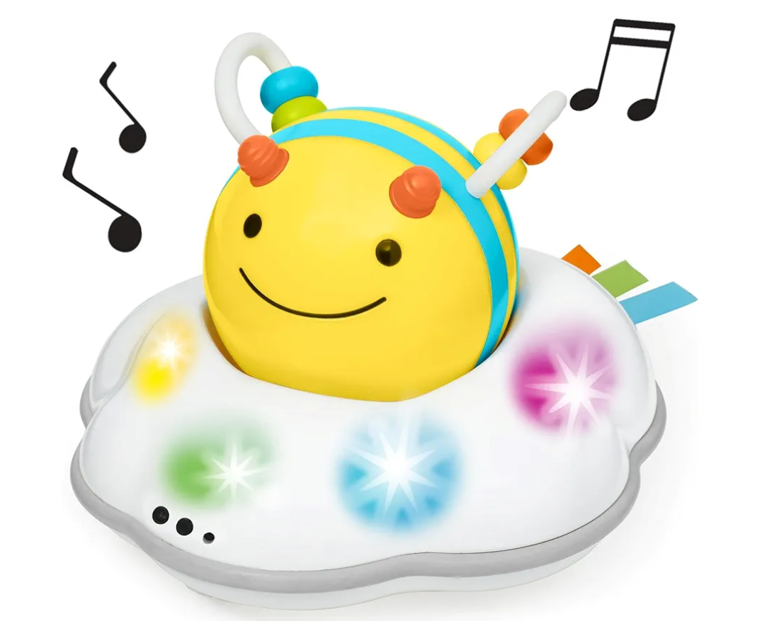 Skip Hop Baby Follow-Me Bee Tummy Time Crawl Toy 3-Stage Infant Sensory Development with Lights Sounds and Music Explore & More Age 5m+