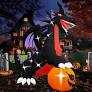 Popblow 10Ft Tall Halloween Inflatables Giant Pumpkin Dragon Outdoor Decorations, Huge Blow Up Pterosaur Yard Decor Build-in 17 Led Lights for Outside Holiday Party Lawn Garden