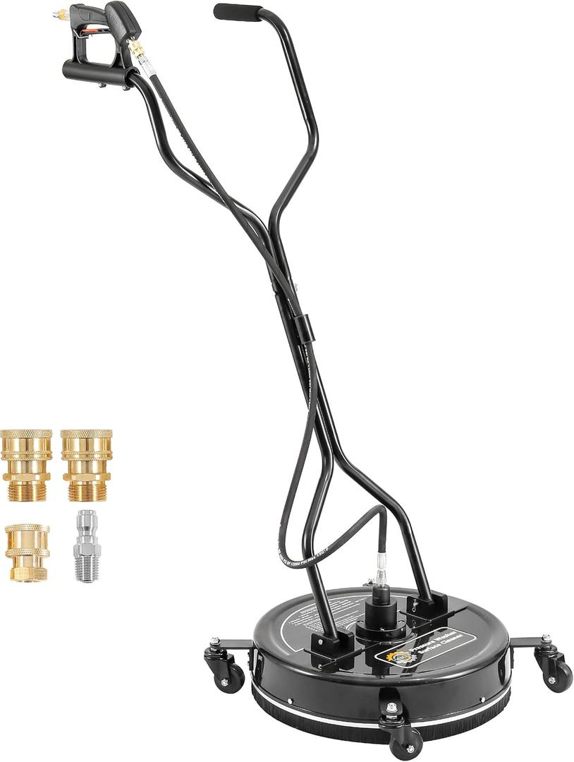 PWACCS 20" Pressure Washer Surface Cleaner, Power Washer Driveway Attachment with 4 Wheels and Dual Handle for Concrete, Patio, Sidewalk, and Deck, Black, 4500 PSI
